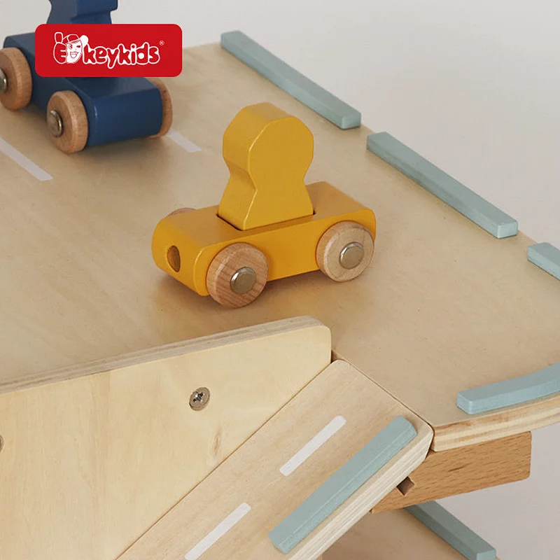 OEM Kids Parking Lot Vehicle Playset Wooden Toy Car Garage with Elevator W04B142